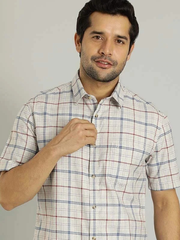 Indian Terrain Men Checkered Grey Shirt